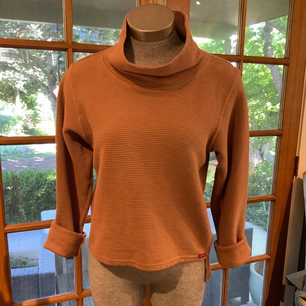 Hard Tail ribbed funnel neck top
